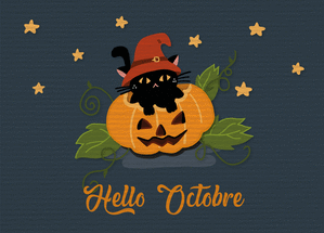 Chat noir et citrouille pour un octobre magique